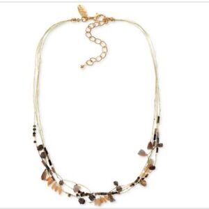 Style & Co Beaded Boho Multi-Strand Necklace, 18 + 3 Extender,- Brown